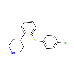 Clc1ccc(Sc2ccccc2N2CCNCC2)cc1 ZINC000034004394