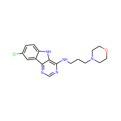 Clc1ccc2[nH]c3c(NCCCN4CCOCC4)ncnc3c2c1 ZINC000020191037