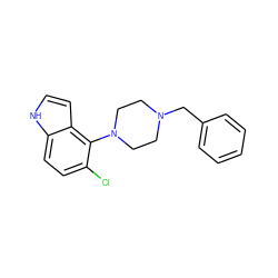 Clc1ccc2[nH]ccc2c1N1CCN(Cc2ccccc2)CC1 ZINC000026580242