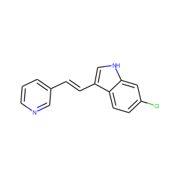 Clc1ccc2c(/C=C/c3cccnc3)c[nH]c2c1 ZINC000072106582