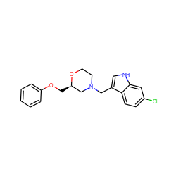 Clc1ccc2c(CN3CCO[C@H](COc4ccccc4)C3)c[nH]c2c1 ZINC000653730601