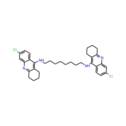 Clc1ccc2c(NCCCCCCCCNc3c4c(nc5cc(Cl)ccc35)CCCC4)c3c(nc2c1)CCCC3 ZINC000014946311