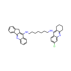 Clc1ccc2c(NCCCCCCCNc3c4c(nc5ccccc35)-c3ccccc3C4)c3c(nc2c1)CCCC3 ZINC000072113149