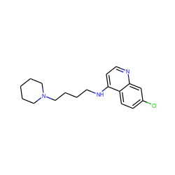 Clc1ccc2c(NCCCCN3CCCCC3)ccnc2c1 ZINC000013472661