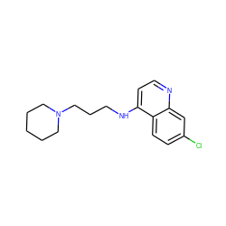 Clc1ccc2c(NCCCN3CCCCC3)ccnc2c1 ZINC000013472659