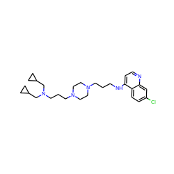 Clc1ccc2c(NCCCN3CCN(CCCN(CC4CC4)CC4CC4)CC3)ccnc2c1 ZINC000022453608