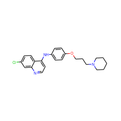 Clc1ccc2c(Nc3ccc(OCCCN4CCCCC4)cc3)ccnc2c1 ZINC000013472672