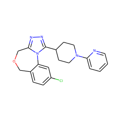 Clc1ccc2c(c1)-n1c(nnc1C1CCN(c3ccccn3)CC1)COC2 ZINC000072123510