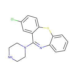 Clc1ccc2c(c1)C(N1CCNCC1)=Nc1ccccc1S2 ZINC000034064302