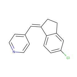 Clc1ccc2c(c1)CC/C2=C/c1ccncc1 ZINC000100056323