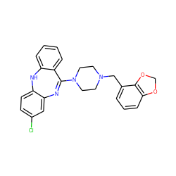 Clc1ccc2c(c1)N=C(N1CCN(Cc3cccc4c3OCO4)CC1)c1ccccc1N2 ZINC000036089465