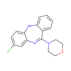 Clc1ccc2c(c1)N=C(N1CCOCC1)c1ccccc1N2 ZINC000040565862