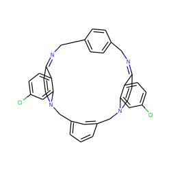 Clc1ccc2c(c1)N1C=CC2=NCc2ccc(cc2)CN=C2C=CN(Cc3cccc(c3)C1)c1cc(Cl)ccc12 ZINC000377848803