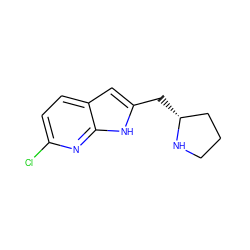 Clc1ccc2cc(C[C@@H]3CCCN3)[nH]c2n1 ZINC000029130691