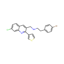 Clc1ccc2cc(CNCCc3ccc(Br)cc3)c(-c3ccsc3)nc2c1 ZINC000064539915