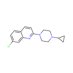 Clc1ccc2ccc(N3CCN(C4CC4)CC3)nc2c1 ZINC000013607442