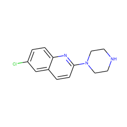 Clc1ccc2nc(N3CCNCC3)ccc2c1 ZINC000002527450