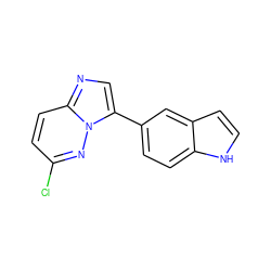 Clc1ccc2ncc(-c3ccc4[nH]ccc4c3)n2n1 ZINC000224929317