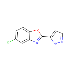 Clc1ccc2oc(-c3ccn[nH]3)nc2c1 ZINC000138747709