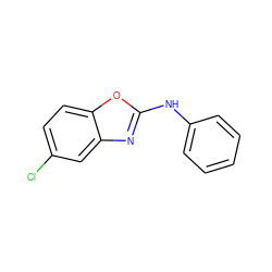 Clc1ccc2oc(Nc3ccccc3)nc2c1 ZINC000033559155