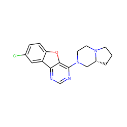 Clc1ccc2oc3c(N4CCN5CCC[C@@H]5C4)ncnc3c2c1 ZINC000049089778