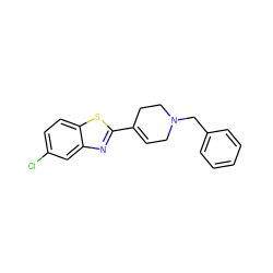 Clc1ccc2sc(C3=CCN(Cc4ccccc4)CC3)nc2c1 ZINC000026285220