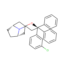 Clc1cccc([C@@H](OC2C[C@@H]3CC[C@H](C2)N3CCCc2ccccc2)c2ccccc2)c1 ZINC000013861968