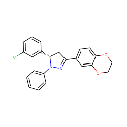 Clc1cccc([C@@H]2CC(c3ccc4c(c3)OCCO4)=NN2c2ccccc2)c1 ZINC000653912879