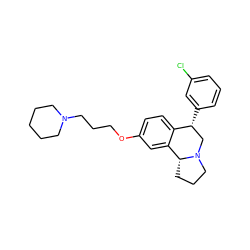 Clc1cccc([C@@H]2CN3CCC[C@@H]3c3cc(OCCCN4CCCCC4)ccc32)c1 ZINC000028885645