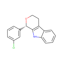 Clc1cccc([C@@H]2OCCc3c2[nH]c2ccccc32)c1 ZINC000209390178