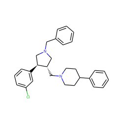 Clc1cccc([C@H]2CN(Cc3ccccc3)C[C@@H]2CN2CCC(c3ccccc3)CC2)c1 ZINC000026656642