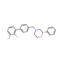 Clc1cccc(-c2ccc(CN3CCO[C@@H](c4ccccc4)C3)cc2)c1Cl ZINC000040430036