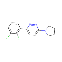 Clc1cccc(-c2ccc(N3CCCC3)nn2)c1Cl ZINC000045339748