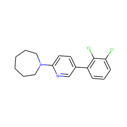 Clc1cccc(-c2ccc(N3CCCCCC3)nc2)c1Cl ZINC000045301119