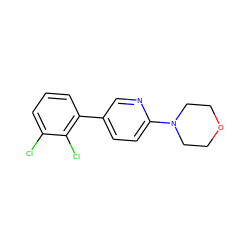 Clc1cccc(-c2ccc(N3CCOCC3)nc2)c1Cl ZINC000045299491