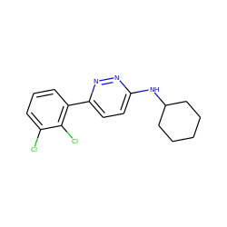 Clc1cccc(-c2ccc(NC3CCCCC3)nn2)c1Cl ZINC000045354161