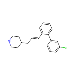 Clc1cccc(-c2ccccc2/C=C/CC2CCNCC2)c1 ZINC000049036868