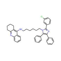 Clc1cccc(-c2nc(-c3ccccc3)c(-c3ccccc3)n2CCCCCCNc2c3c(nc4ccccc24)CCCC3)c1 ZINC000095592494