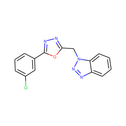 Clc1cccc(-c2nnc(Cn3nnc4ccccc43)o2)c1 ZINC000358970965