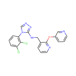 Clc1cccc(-n2cnnc2NCc2cccnc2Oc2cccnc2)c1Cl ZINC000029126365