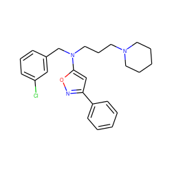 Clc1cccc(CN(CCCN2CCCCC2)c2cc(-c3ccccc3)no2)c1 ZINC000013437417