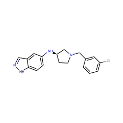 Clc1cccc(CN2CC[C@@H](Nc3ccc4[nH]ncc4c3)C2)c1 ZINC000028642176