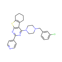 Clc1cccc(CN2CCN(c3nc(-c4ccncc4)nc4sc5c(c34)CCCC5)CC2)c1 ZINC000223667221