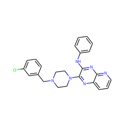 Clc1cccc(CN2CCN(c3nc4cccnc4nc3Nc3ccccc3)CC2)c1 ZINC000144766106