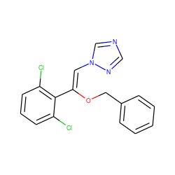 Clc1cccc(Cl)c1/C(=C/n1cncn1)OCc1ccccc1 ZINC000026270654