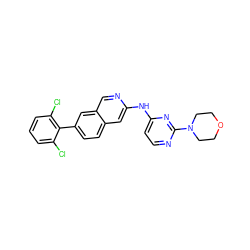 Clc1cccc(Cl)c1-c1ccc2cc(Nc3ccnc(N4CCOCC4)n3)ncc2c1 ZINC000169700114