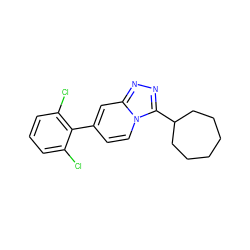 Clc1cccc(Cl)c1-c1ccn2c(C3CCCCCC3)nnc2c1 ZINC001772653080