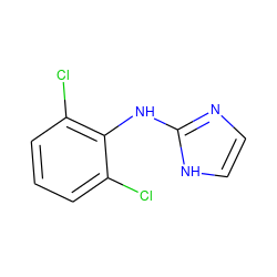 Clc1cccc(Cl)c1Nc1ncc[nH]1 ZINC000003820959