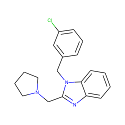 Clc1cccc(Cn2c(CN3CCCC3)nc3ccccc32)c1 ZINC000027757716