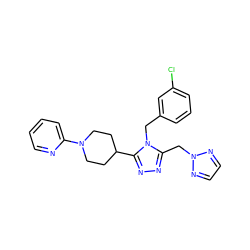 Clc1cccc(Cn2c(Cn3nccn3)nnc2C2CCN(c3ccccn3)CC2)c1 ZINC000072124546